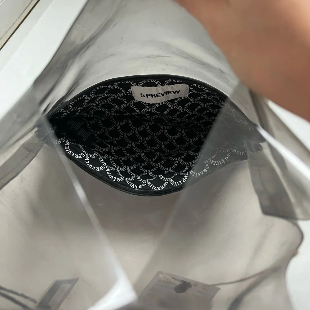5Preview Plastic Tote Bag Black Purse Clear Large NWT - Picture 4 of 6